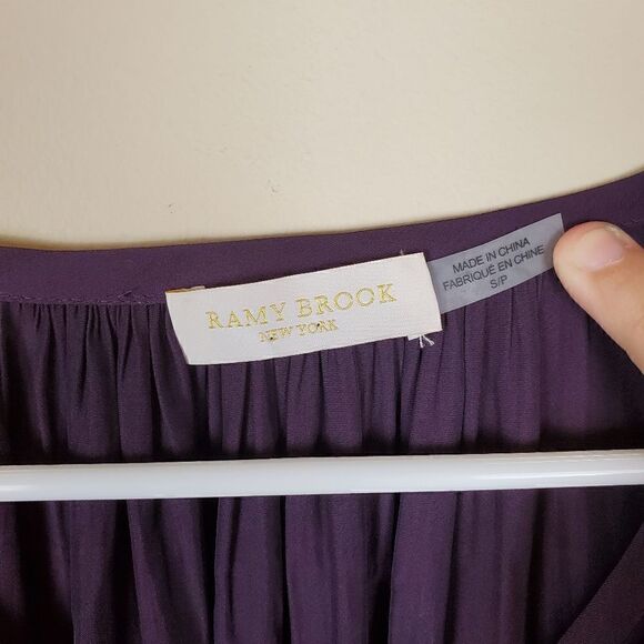 Ramy Brook Purple Faretta Vneck Cold Shoulder Blouse Size Small - Picture 4 of 7